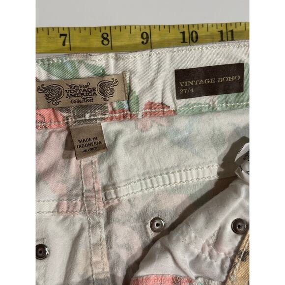 Nine West BOHO Jeans Vintage America Collection Floral Stretch Cuffed Denim 27/4 - Picture 5 of 6